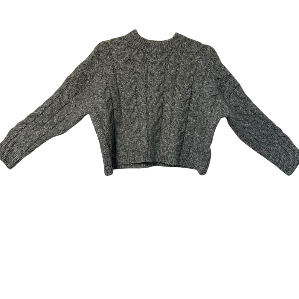 Abercrombie Fitch Gray Cable Knit Mock Neck Cropped‎ Sweater Size S